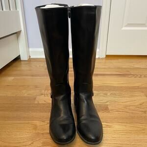 Adrienne Vittadini black faux leather riding boots 7.5